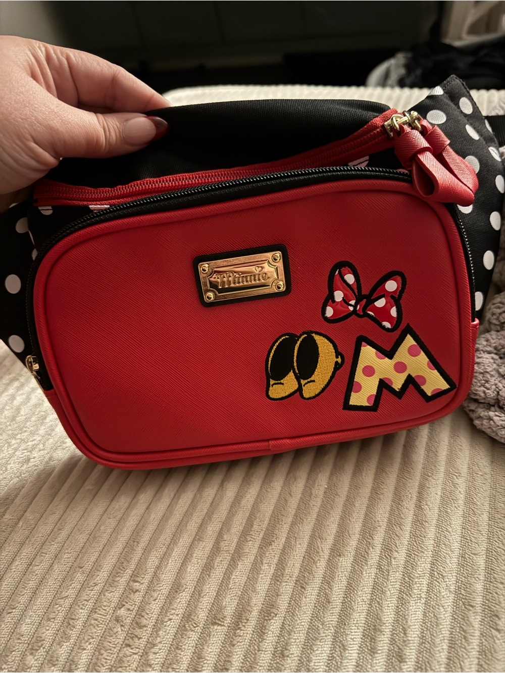 Disney Minnie Mouse Red and Black Kids Shoulder Bag with Polka Dot Accents
